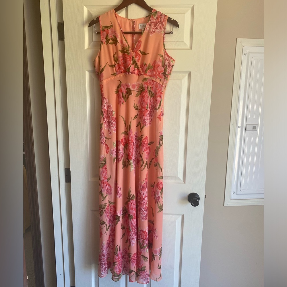 Chadwicks Peach Floral Maxi Dress